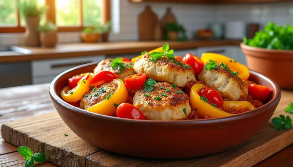 découvrez comment préparer un délicieux poulet basquaise en quelques étapes faciles. un plat généreux et plein de saveurs du sud-ouest, parfait pour ensoleiller vos repas !