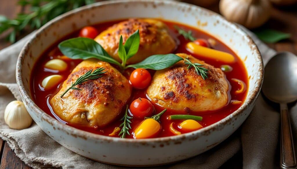 découvrez le poulet basquaise authentique avec espelette, tomates et poivrons, un classique savoureux et facile à réaliser qui plaira toujours.
