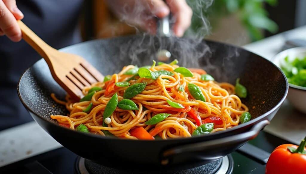 découvrez la technique simple pour préparer des nouilles sautées au wok savoureuses, comme au restaurant. recette rapide et délicieuse pour un goût authentique à la maison.