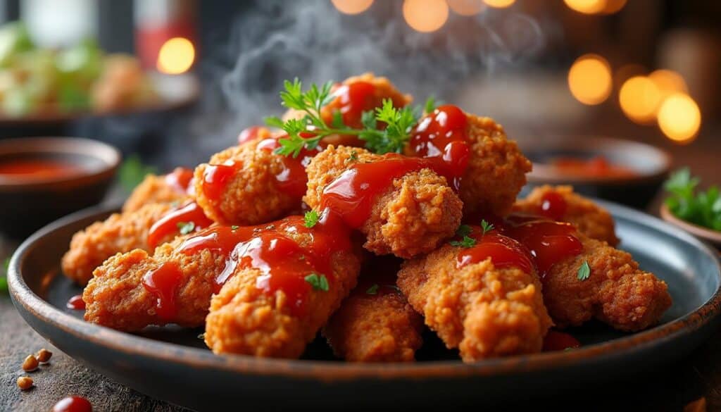 découvrez la recette authentique du poulet frit coréen au gochujang, un savoureux plat épicé et croustillant, comme à séoul.