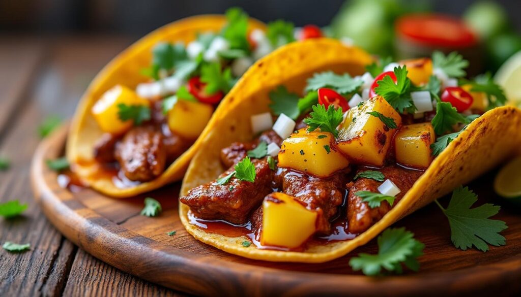 découvrez notre recette de tacos al pastor, inspirée de mexico city, avec une délicieuse touche d'ananas pour un goût authentique et savoureux.