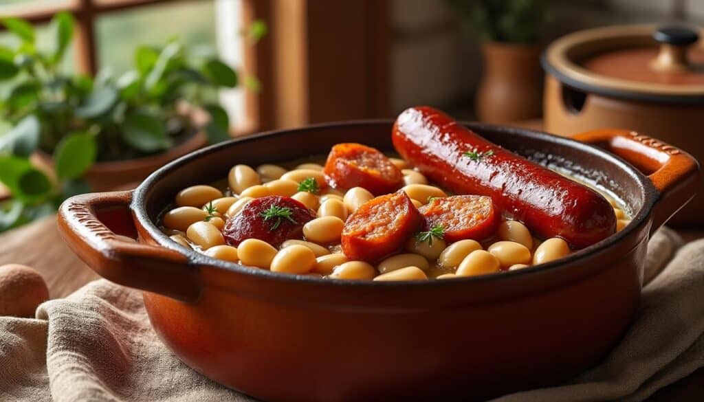 découvrez notre recette authentique de cassoulet au canard avec confit et saucisse de toulouse, un équilibre parfait de saveurs traditionnelles pour un plat réconfortant.