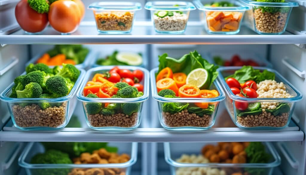 découvrez comment l'alignement symétrique des boîtes en verre dans le frigo optimise le batch cooking en apportant une satisfaction visuelle et une meilleure organisation.