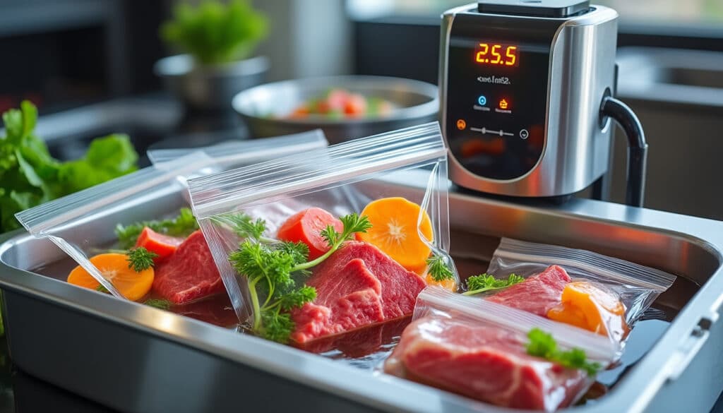 découvrez comment la précision thermique du thermoplongeur assure un respect optimal d'un régime crudivore modéré grâce à une cuisson sous vide parfaitement maîtrisée.