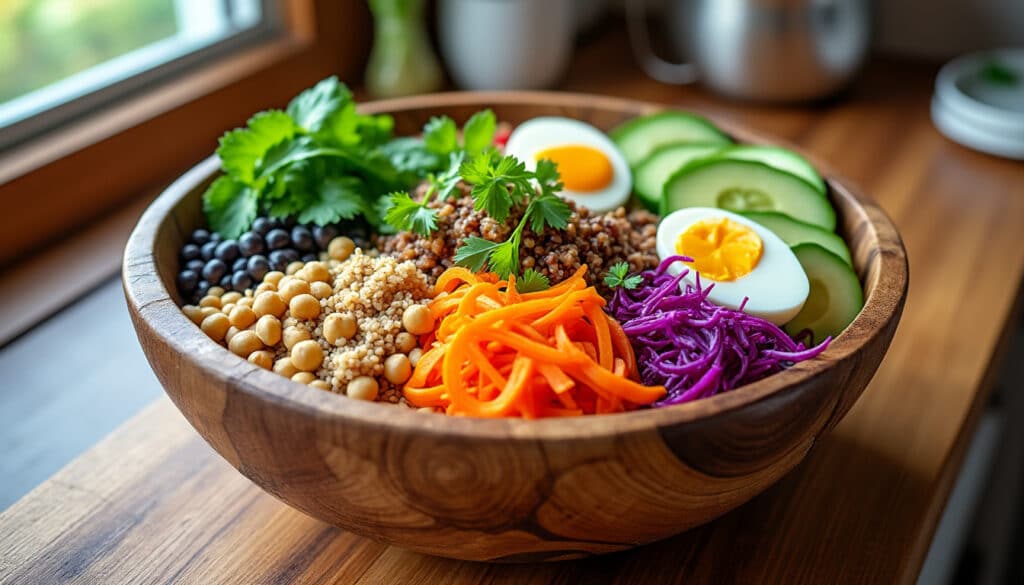 découvrez comment la présentation en bols buddha bowl met en valeur l'abondance d'ingrédients simples, parfaits pour une cuisine savoureuse et économique.