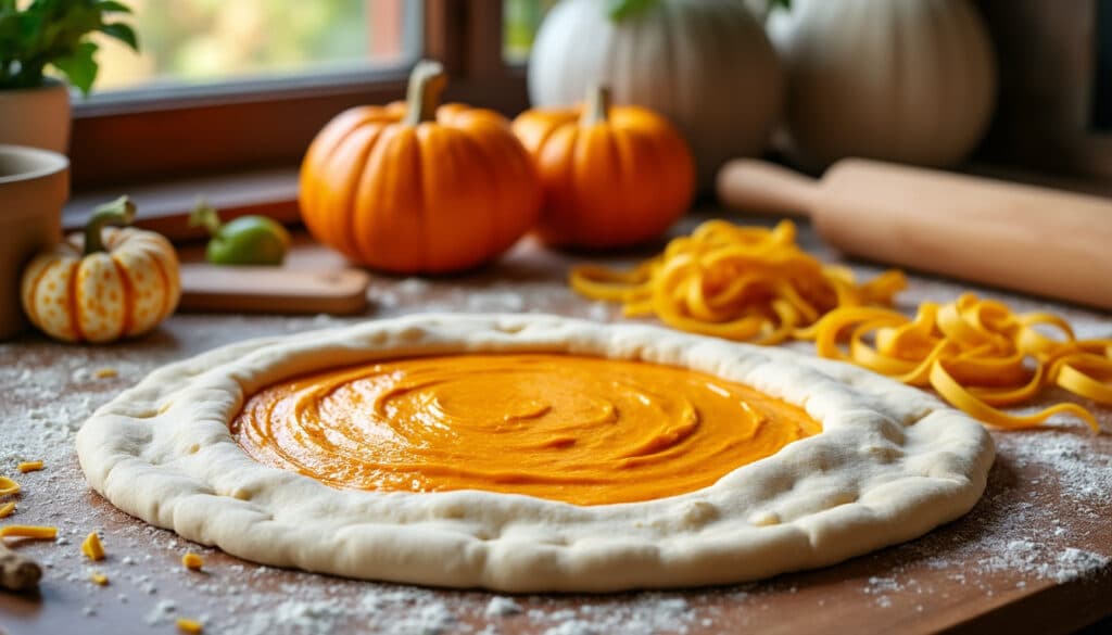 découvrez comment l'ajout de purée de potimarron dans la détrempe apporte une touche colorée et automnale à vos plats d'octobre avec des pâtes fraîches maison.