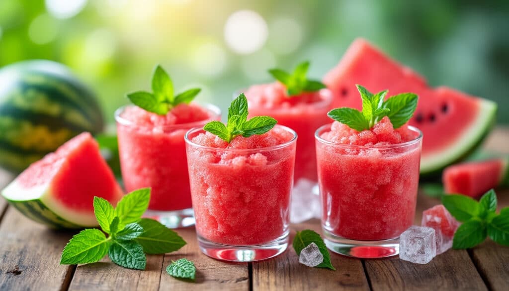 découvrez comment assembler des granités pastèque et menthe, des desserts healthy et rafraîchissants qui allient saveur et légèreté pour une pause gourmande sans culpabilité.