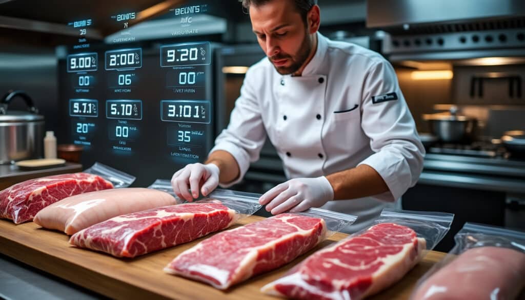 maîtriser par cœur les barèmes de temps et de température selon le type de viande est la clé qui définit un expert en cuisson sous vide.