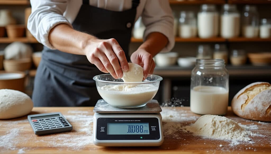 découvrez comment calculer précisément l'hydratation du pâton selon le pourcentage du boulanger pour réussir un pain au levain parfait grâce à une méthode mathématique rigoureuse.