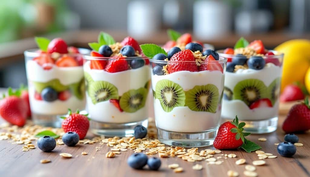 découvrez comment monter facilement des verrines de fromage blanc, fruits frais et flocons d'avoine pour des desserts healthy, rapides et délicieux.