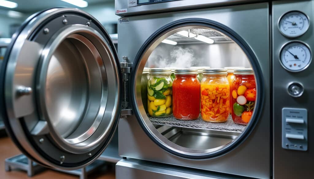 découvrez comment le traitement à l'autoclave sous pression assure la conservation optimale des aliments peu acides, garantissant des bocaux de qualité professionnelle et une sécurité alimentaire renforcée.