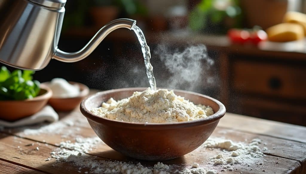 découvrez comment l'utilisation de farine t00 de supermarché avec de l'eau chaude facilite la préparation des pâtes fraîches en pardonnant les erreurs pour un résultat toujours réussi.
