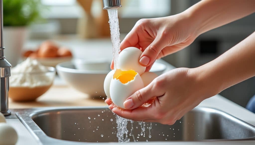 découvrez pourquoi un lavage rigoureux des coquilles d'œufs avant leur utilisation en pâtisserie maison est essentiel pour réduire les risques de salmonelle et assurer la sécurité de vos préparations.