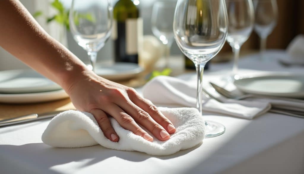 découvrez comment le nettoyage des verres en cristal avec un chiffon en microfibre élimine les odeurs indésirables, assurant une dégustation parfaite avant les accords mets-vins.