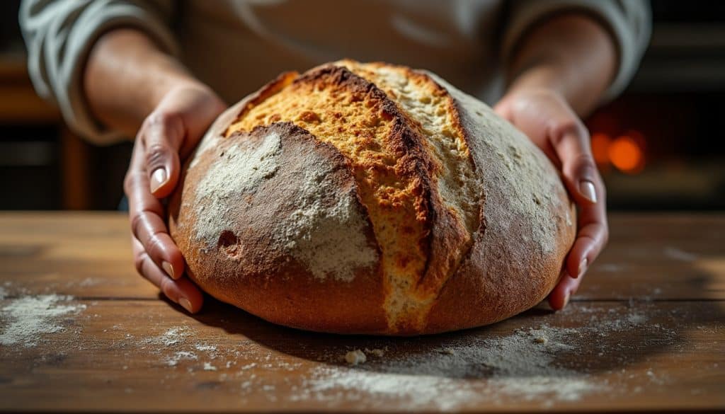 écoutez le pain au levain crépiter à la sortie du four : un instant magique qui révèle toute la beauté d’une croûte fraîchement cuite.