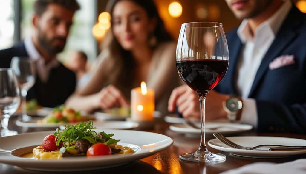 découvrez l’art des accords mets-vins : un instant de silence où les convives savourent l’harmonie parfaite entre le verre et l’assiette.